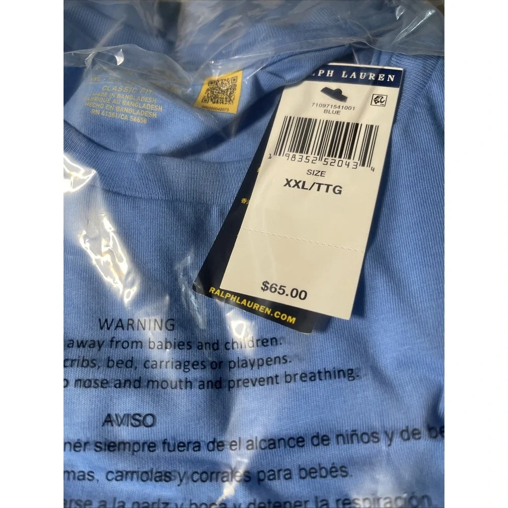 Ralph Lauren Polo Men's Classic Fit Blue Cotton T-shirt Pony In Center 2XL NWT
